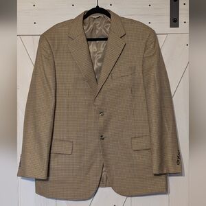 LINEA UOMO Vinyage Mens Sport Coat Plaid Tan Colored Blazer Medium